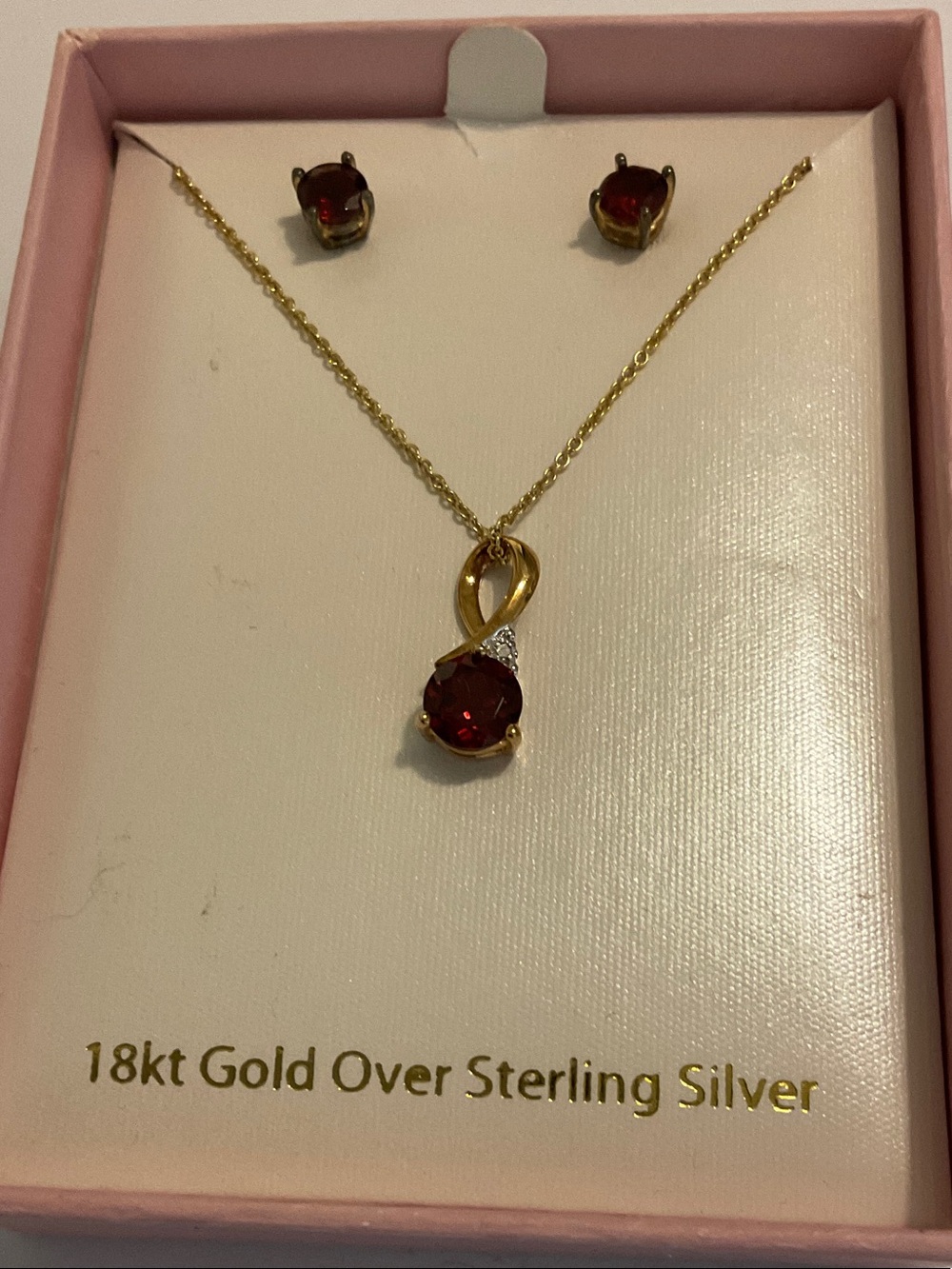 18k over sterling silver pendant necklace & earrings set